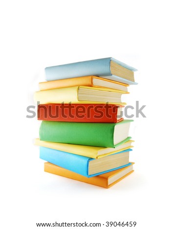 A stack of color books on the white background