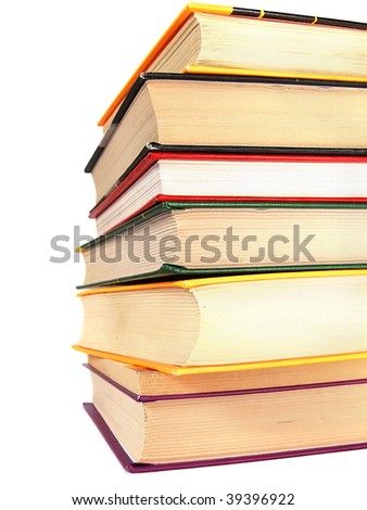 Pile of book over white