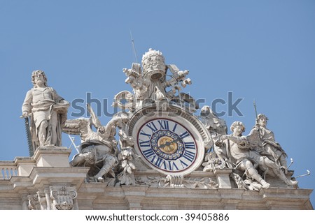 Detail of St Peters Basilica, Vatican City, Rome, Italy