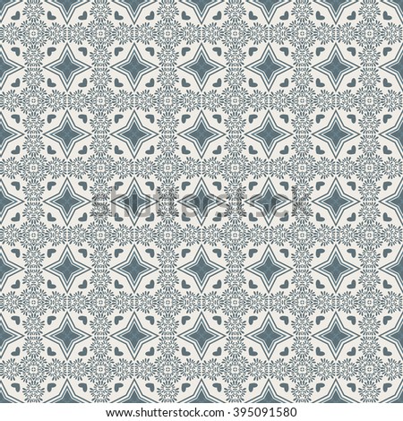 Seamless vintage wall-paper, Blue smoke. Geometrical ornament. Textiles, packing paper, wall. Retro classical style.