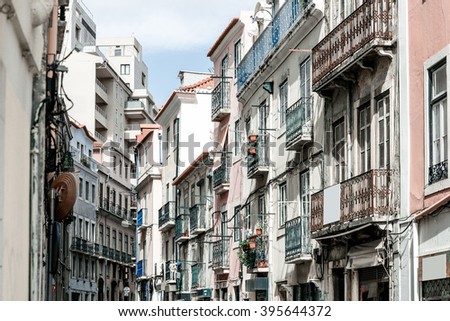 Beautiful street view of historic architectural in Lisbon, Portugal, Europe.
