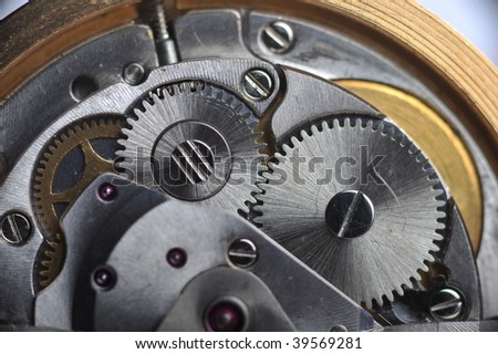 old watch gears very close up