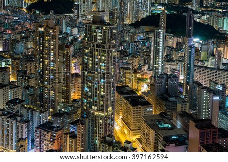 Hong Kong high-rise buildings night scape