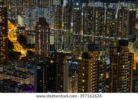 Hong Kong high-rise buildings night scape