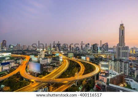 Thailand downtown cityscape in Twilight, Bangkok