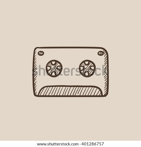 Cassette tape sketch icon.