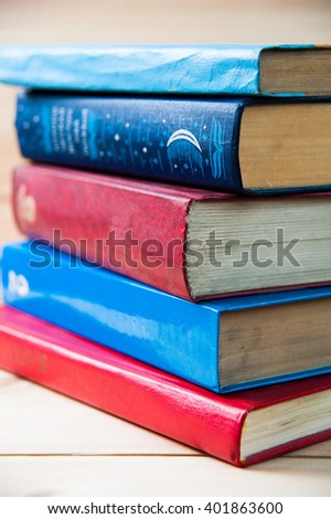 Vintage books  on wooden background