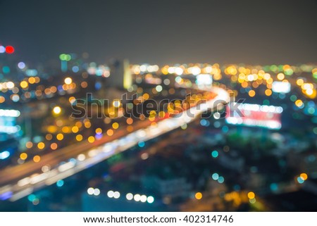Abstract Blur Background of City with Highway and Bokeh Light