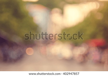 Blur traffic road with bokeh light abstract background. Retro color style.