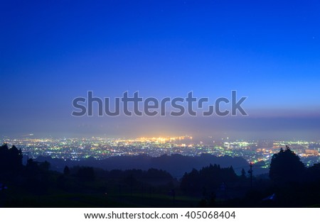 The city of Shizuoka and Mt.Fuji at dawn