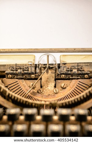 Vintage old typewriter with paper sheet,Space for your text