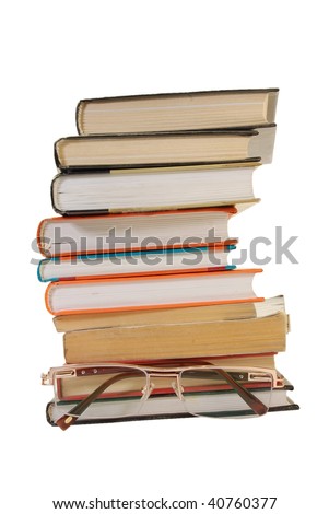 Stack of books and glasses