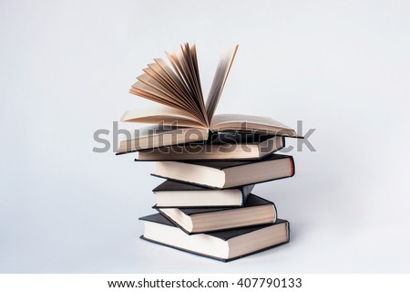 A stack of books lying on a white background, learning, education, study