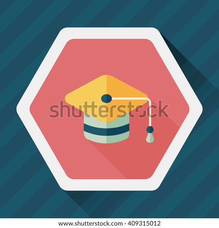 Education Cap flat icon with long shadow,eps10