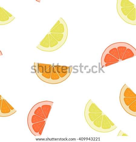 Seamless pattern background citrus lemon, orange, grapefruit