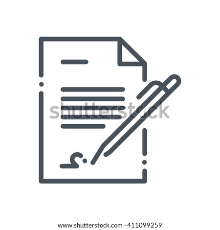 Contract icon suitable for info graphics, websites and print media and  interfaces. Hand drawn style, line, vector icon.