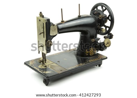 portrait of a old italian sewing machine / vintage sewing machine