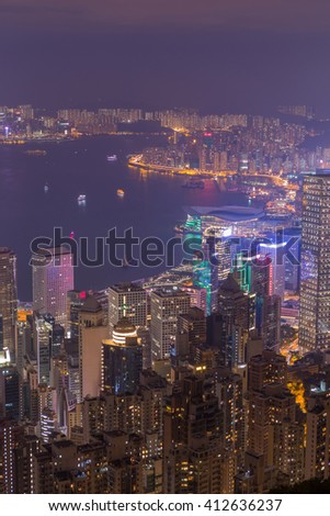 Hong Kong city night top view