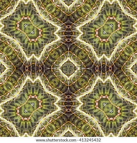 Seamless wallpaper tiles or pattern based on picture of cactus with big prickles