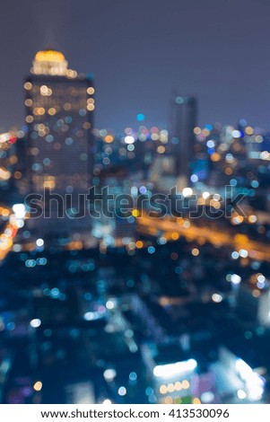 Bokeh lights night view, city downtown