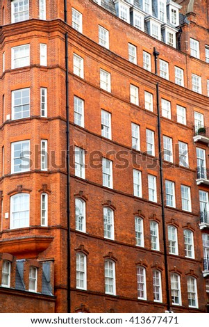 in europe london old red brick wall and      historical window