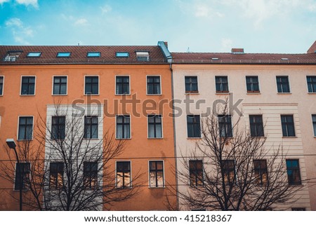 red and orange houses at berlin, kreuzberg
