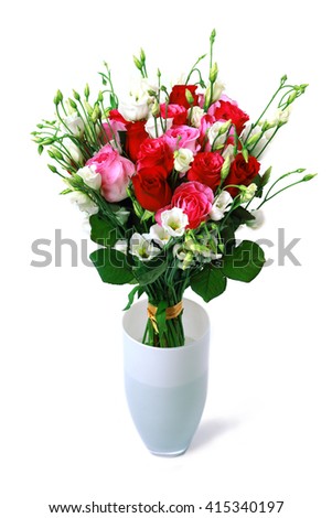 beautiful bouqet of pink and white and roses in vase