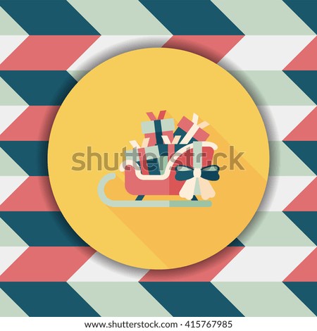 Christmas sleigh gift basket flat icon with long shadow,eps10