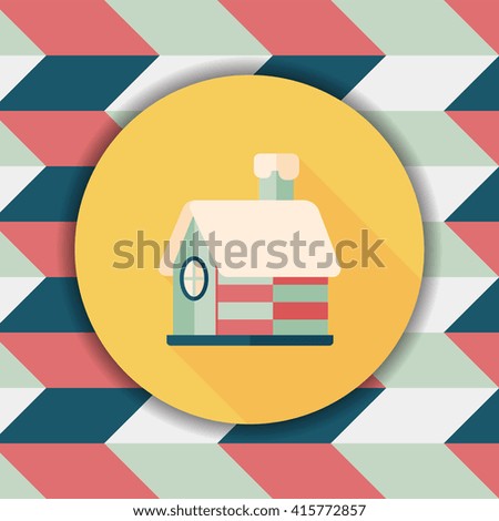Christmas house flat icon with long shadow,eps10