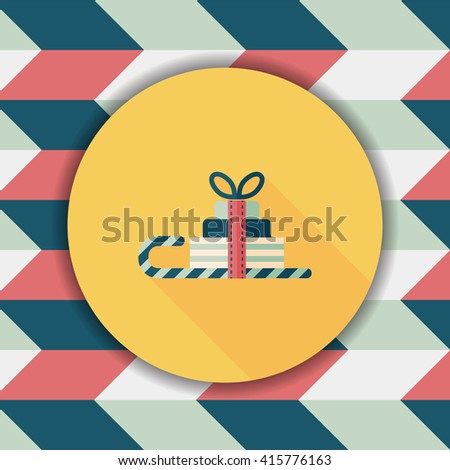 Christmas sleigh gift basket flat icon with long shadow,eps10