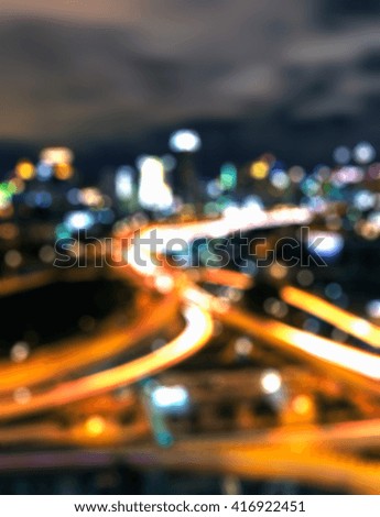 Aerial view of Shanghai viaduct night, traffic congestion