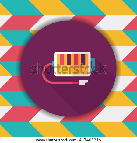 piano flat icon with long shadow