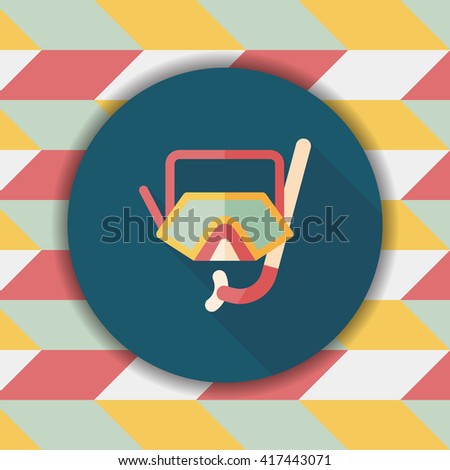 Mask and snorkel flat icon with long shadow