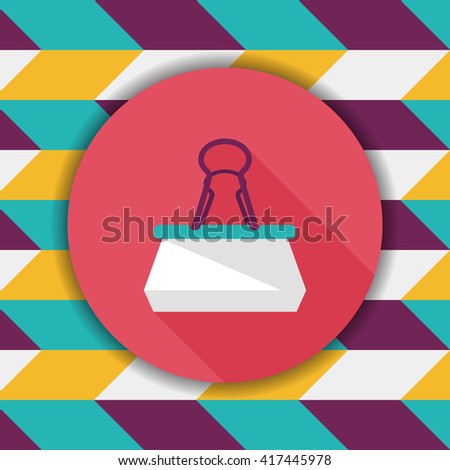 Black Paper clip flat icon with long shadow,eps10