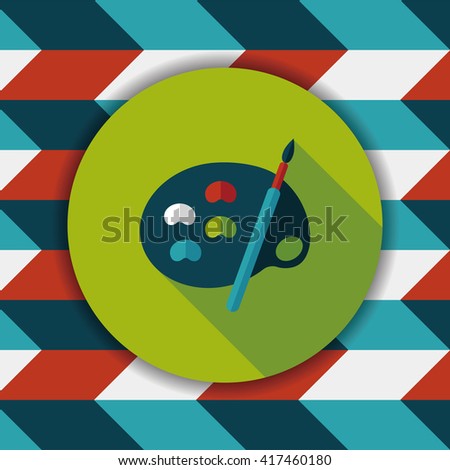 Art palette with paint brush flat icon with long shadow,eps 10