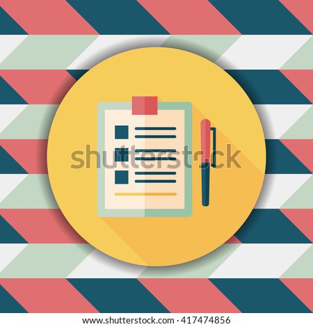 Clipboard flat icon with long shadow