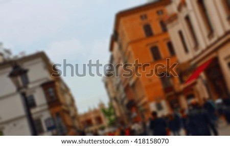 Krakow - Poland's historic center, a city with ancient architecture,  blurred 100%