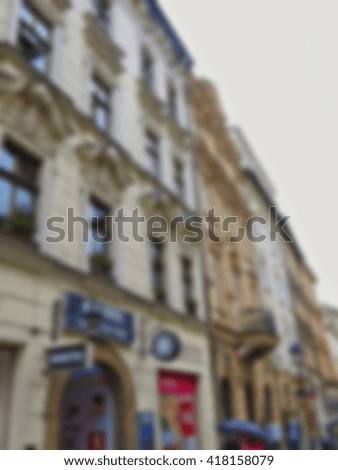 Krakow - Poland's historic center, a city with ancient architecture,  blurred 100%