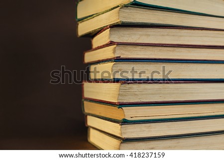 Books close up. Books on the table