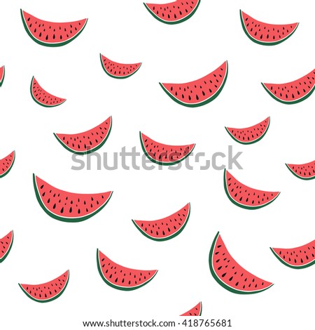 Vector seamless pattern with hand drawn watermelon. Vector background.