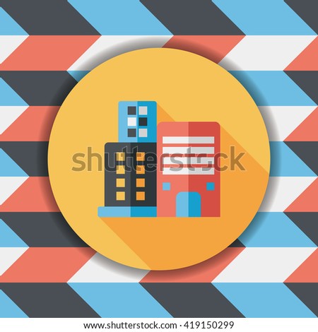 Commercial Building flat icon with long shadow,eps10
