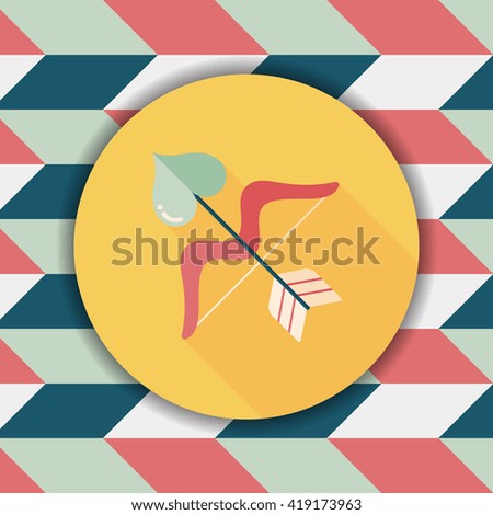 valentine's day Cupid bow and arrow flat icon with long shadow,eps10