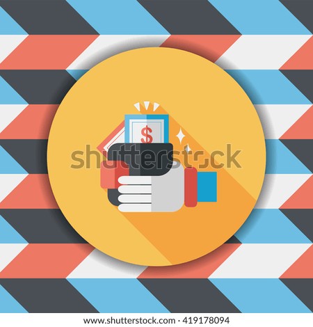shopping wallet flat icon with long shadow,eps10