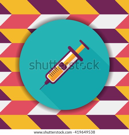 syringe flat icon with long shadow