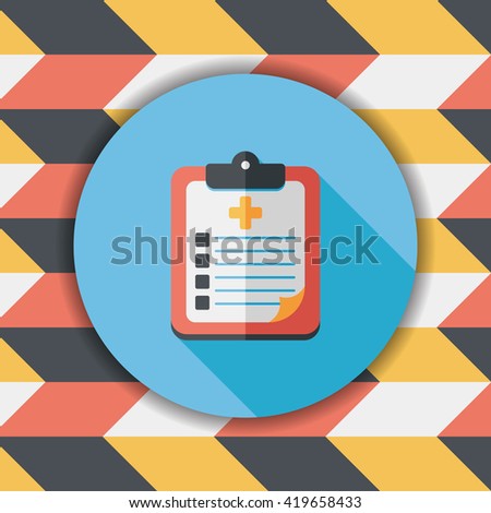 clinical record flat icon with long shadow