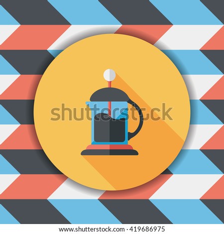 coffee kettle flat icon with long shadow,eps10