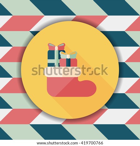 Christmas stocking flat icon with long shadow,eps10