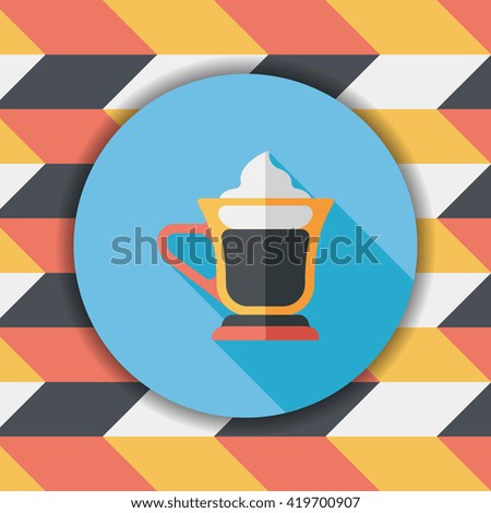 iced floating coffee flat icon with long shadow,eps10