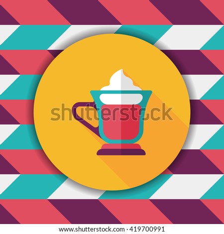 iced floating coffee flat icon with long shadow,eps10