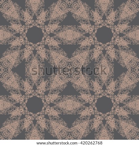 Pattern for wallpaper and textile. Seamless pattern. Beige abstract floral ornament on a gray background.